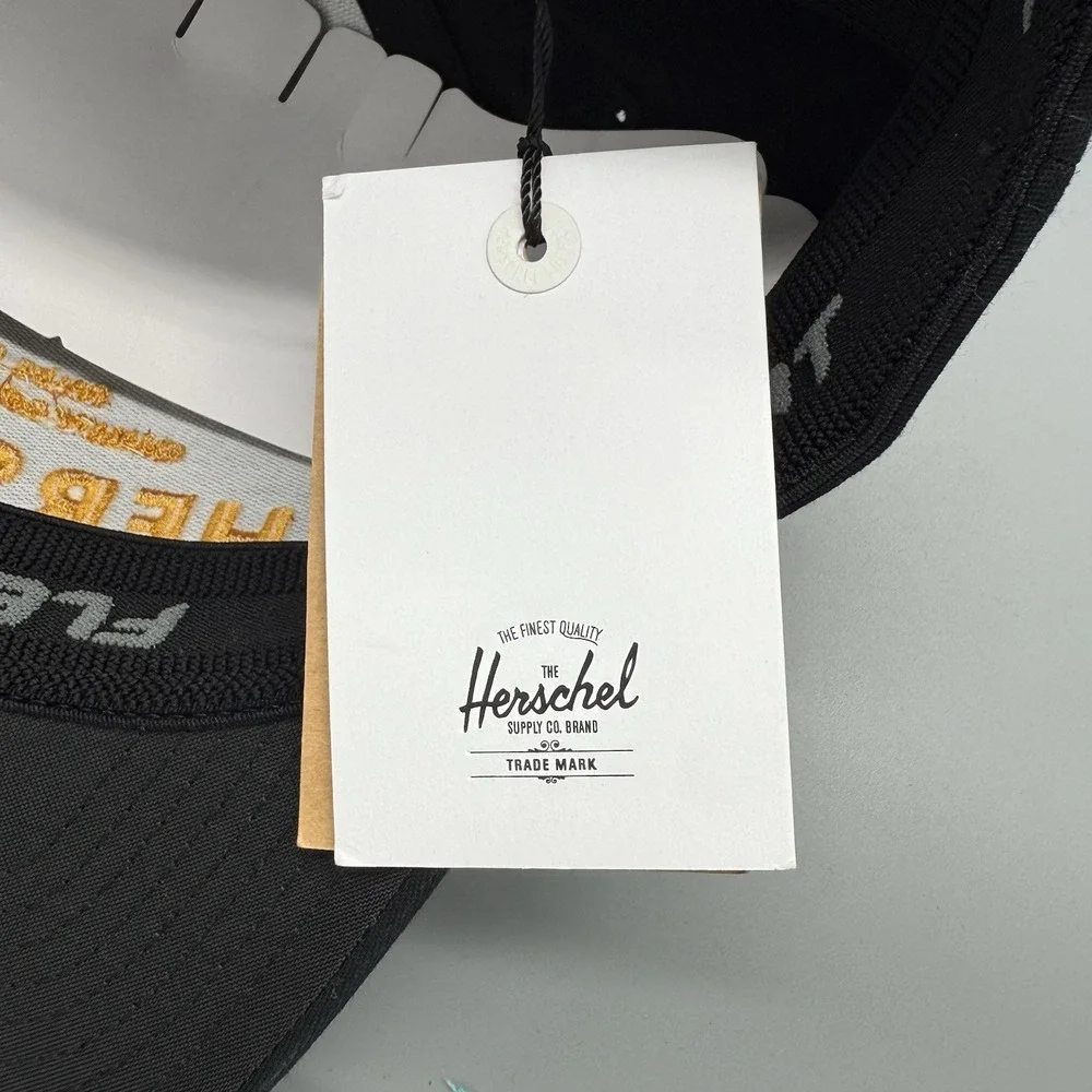 Herschel Supply Co Flexfit Hat Black‎ Yellow Embroidered Logo Size L/XL